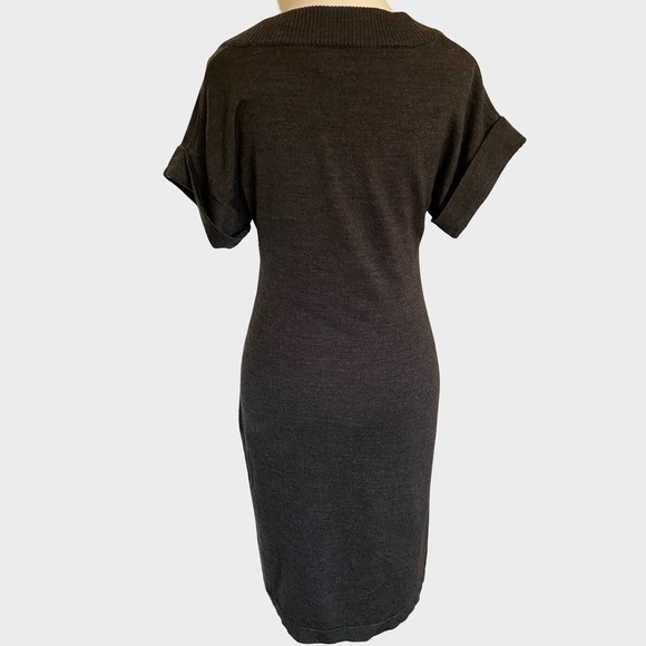 Calvin Klein Dark Grey Merino Wool Blend Knit Short Sleeve Party Office Dress- S - Picture 4 of 15